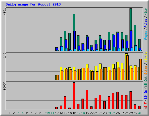 Daily usage for August 2013