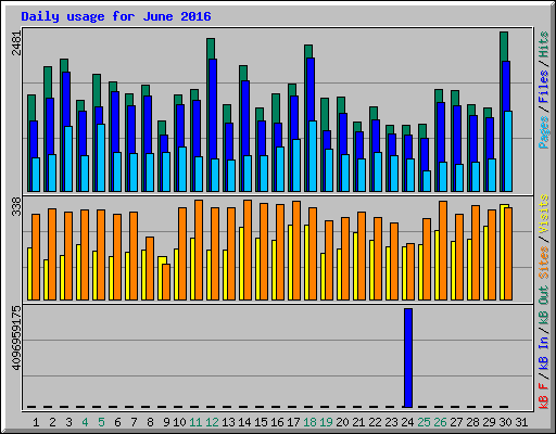 Daily usage for June 2016