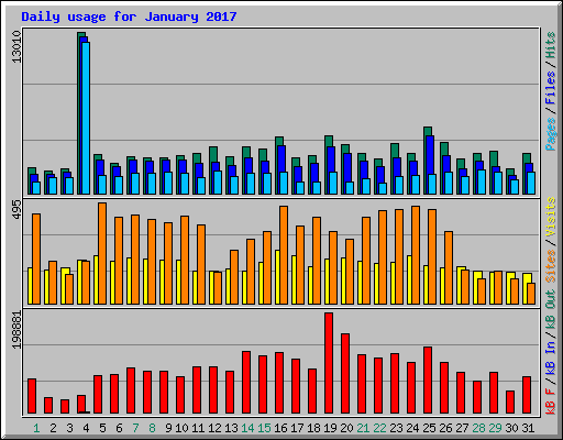 Daily usage for January 2017