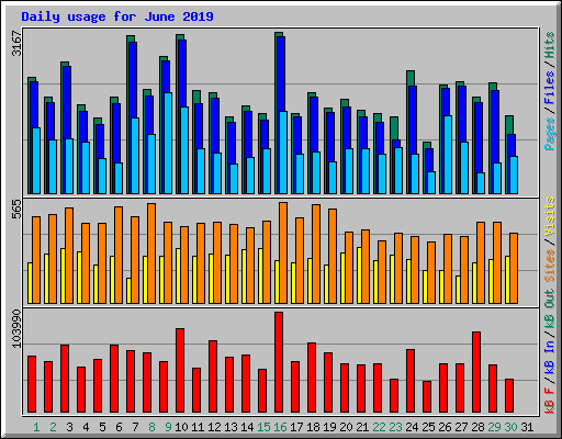 Daily usage for June 2019
