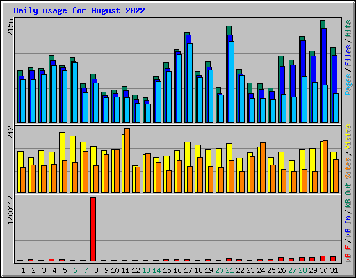 Daily usage for August 2022