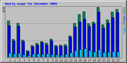 Hourly usage for December 2009