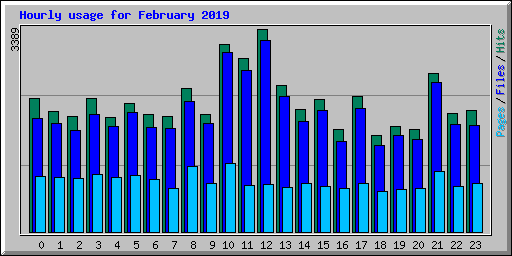 Hourly usage for February 2019