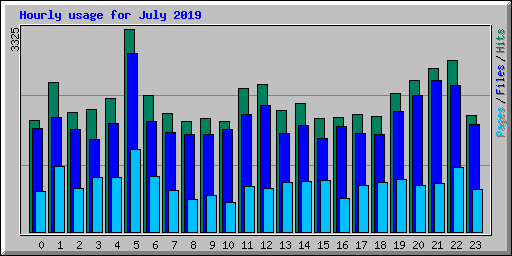 Hourly usage for July 2019